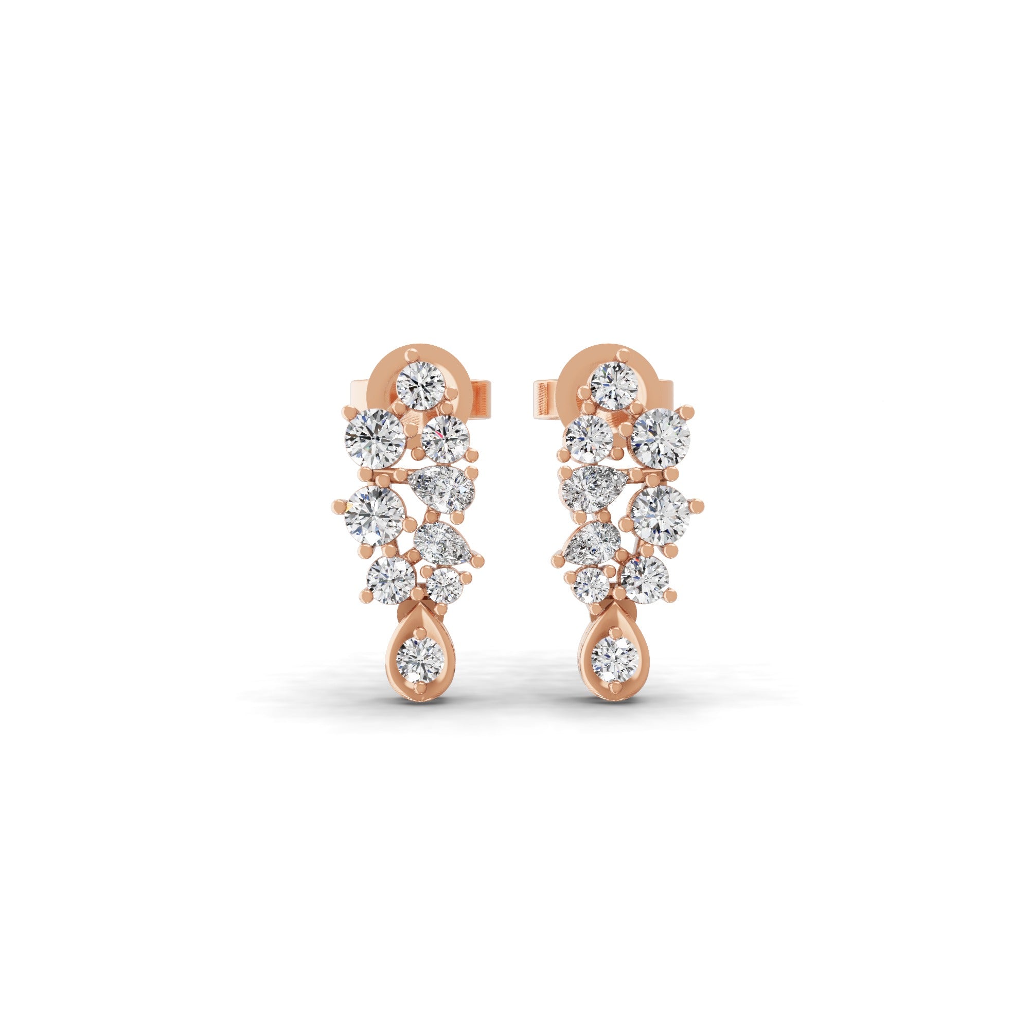 Pear Round Cut 14K Fine Gold Lab Grown Diamond Stud Earring 0.39Ct