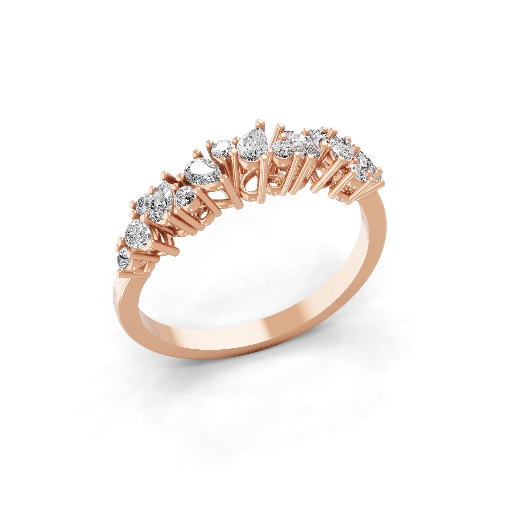 0.56Ct Lab Grown Diamond Round Pear Cut 14K Fine Gold Ring