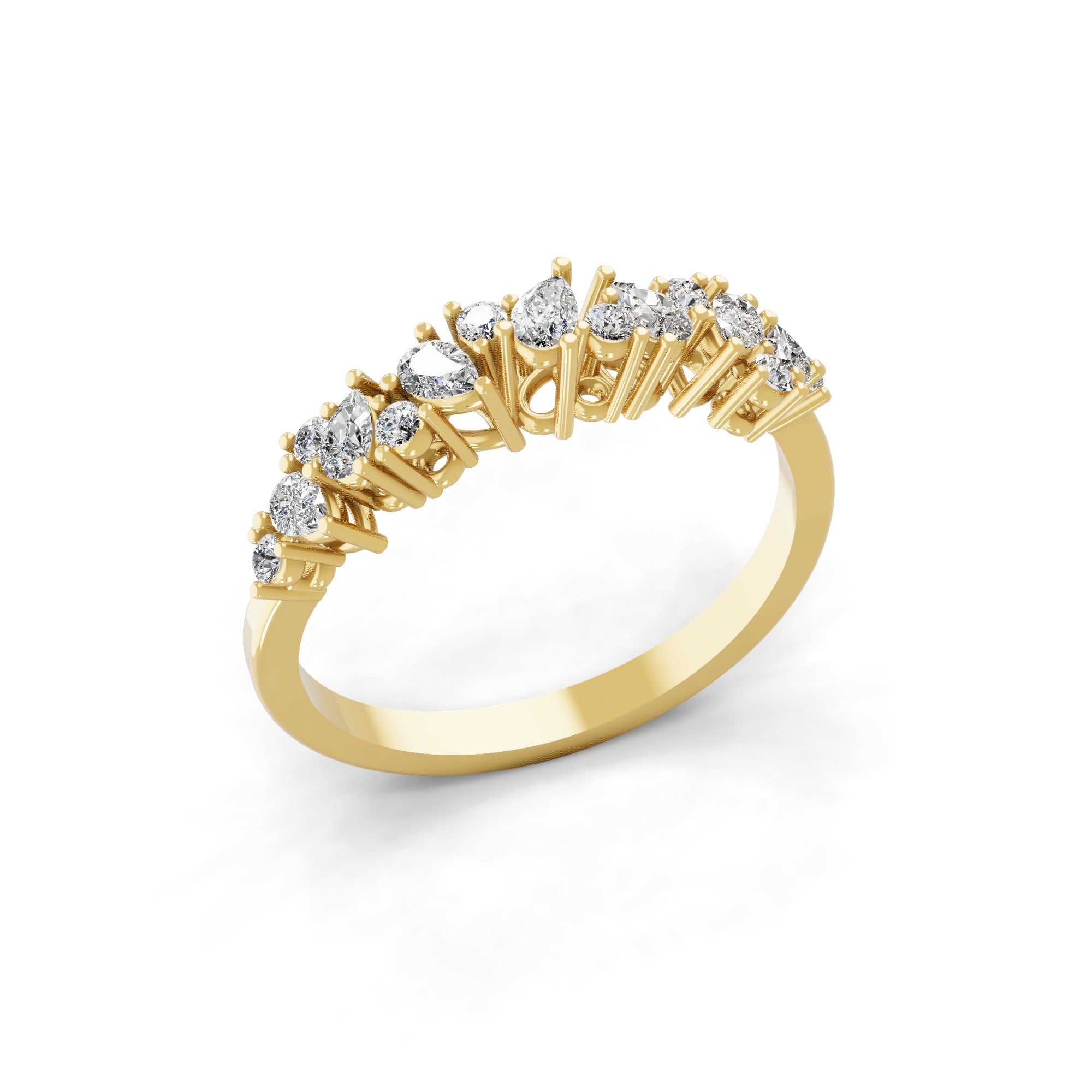 0.56Ct Lab Grown Diamond Round Pear Cut 14K Fine Gold Ring