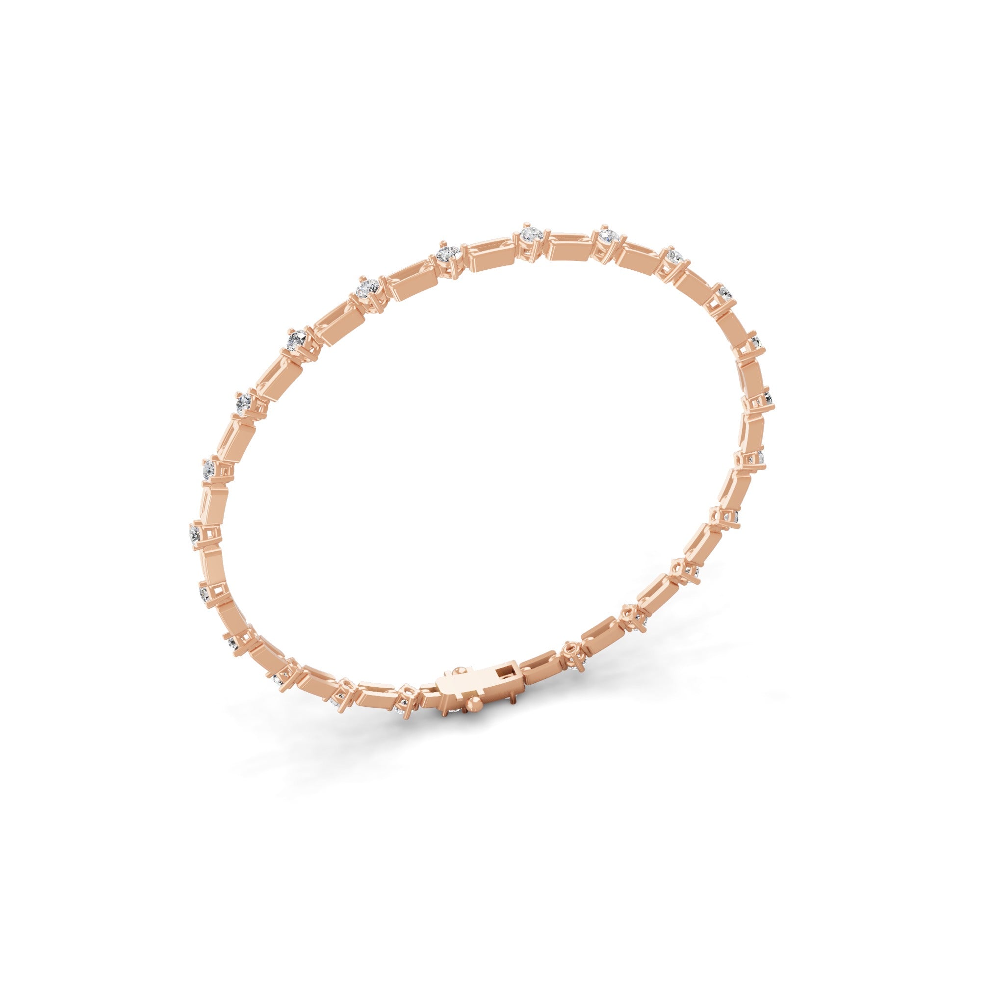 Station Lab Grown Diamond Tennis Bracelet 0.07Ct 14K Fine Gold