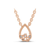 14K Fine Gold Multi Shape Lab Grown Diamond Teardrop Pendant Necklace 0.44Ct