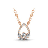 14K Fine Gold Multi Shape Lab Grown Diamond Teardrop Pendant Necklace 0.44Ct