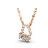 14K Fine Gold Multi Shape Lab Grown Diamond Teardrop Pendant Necklace 0.44Ct