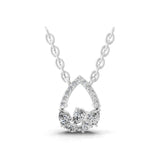 14K Fine Gold Multi Shape Lab Grown Diamond Teardrop Pendant Necklace 0.44Ct