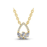 14K Fine Gold Multi Shape Lab Grown Diamond Teardrop Pendant Necklace 0.44Ct