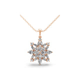 Lab Grown Multi Cut Diamond 3.71Ct Floral Shaped Necklace 14K Fine Gold