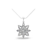 Lab Grown Multi Cut Diamond 3.71Ct Floral Shaped Necklace 14K Fine Gold