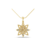 Lab Grown Multi Cut Diamond 3.71Ct Floral Shaped Necklace 14K Fine Gold