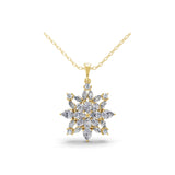 Lab Grown Multi Cut Diamond 3.71Ct Floral Shaped Necklace 14K Fine Gold