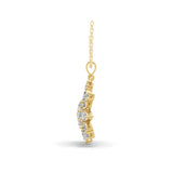 Lab Grown Multi Cut Diamond 3.71Ct Floral Shaped Necklace 14K Fine Gold
