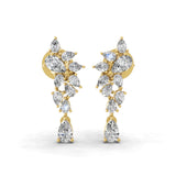 2.04Ct Pear Cut Lab Grown Diamond Cascade Dangle Drop Earrings 14K Fine Gold