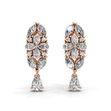 14K Fine Gold Lab Grown Multi Shape Diamond 3.26Ct Dangle Earrings