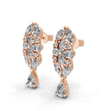 14K Fine Gold Lab Grown Multi Shape Diamond 3.26Ct Dangle Earrings