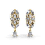 14K Fine Gold Lab Grown Multi Shape Diamond 3.26Ct Dangle Earrings