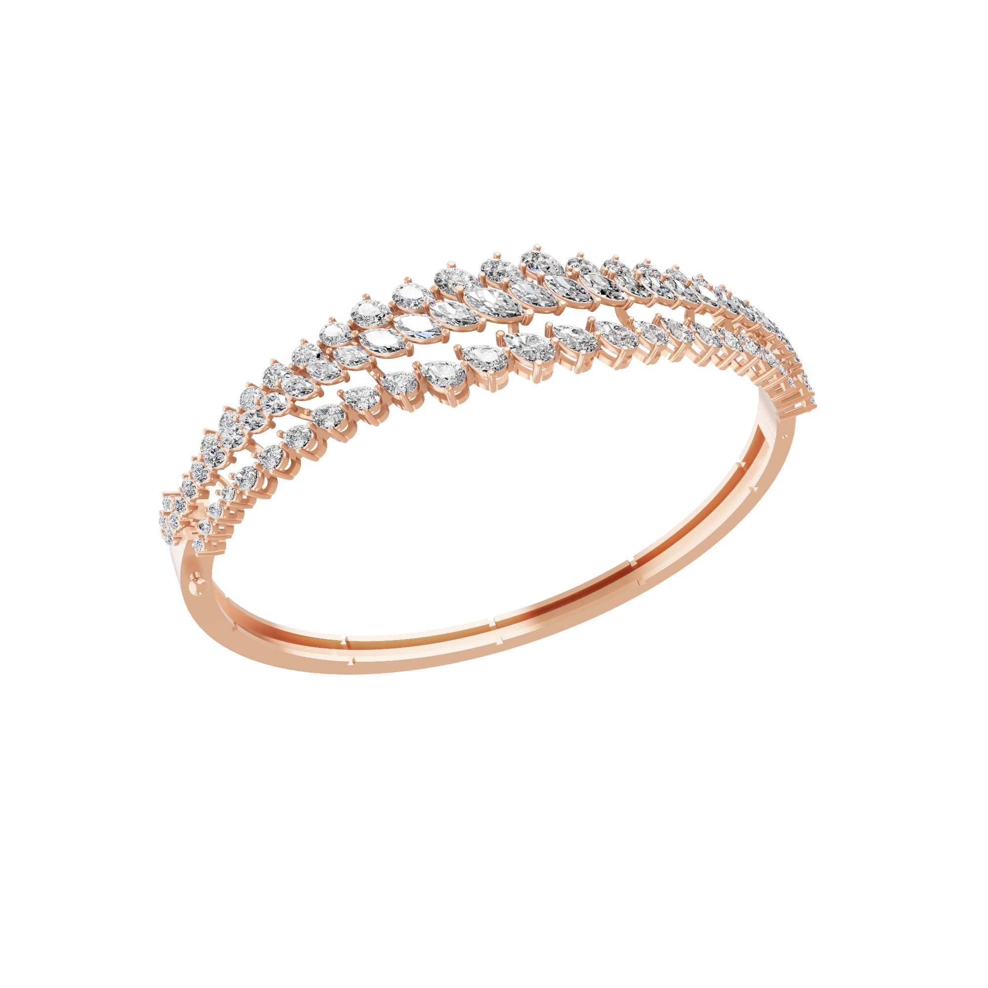 Marquise Pear Lab Grown Diamond 7.26Ct Bangle 14K Fine Gold Bracelet