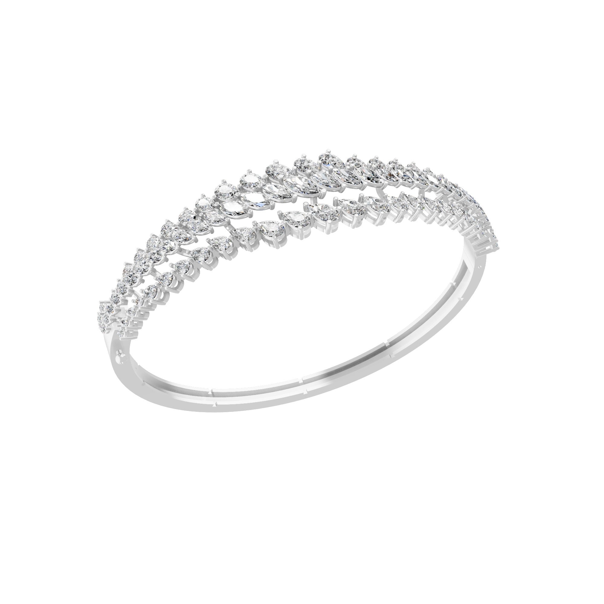 Marquise Pear Lab Grown Diamond 7.26Ct Bangle 14K Fine Gold Bracelet