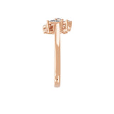 Pear Round Lab Grown Diamond 14K Fine Gold Cuff Promise Ring 0.57Ct