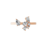 Pear Round Lab Grown Diamond 14K Fine Gold Cuff Promise Ring 0.57Ct