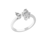 Pear Round Lab Grown Diamond 14K Fine Gold Cuff Promise Ring 0.57Ct