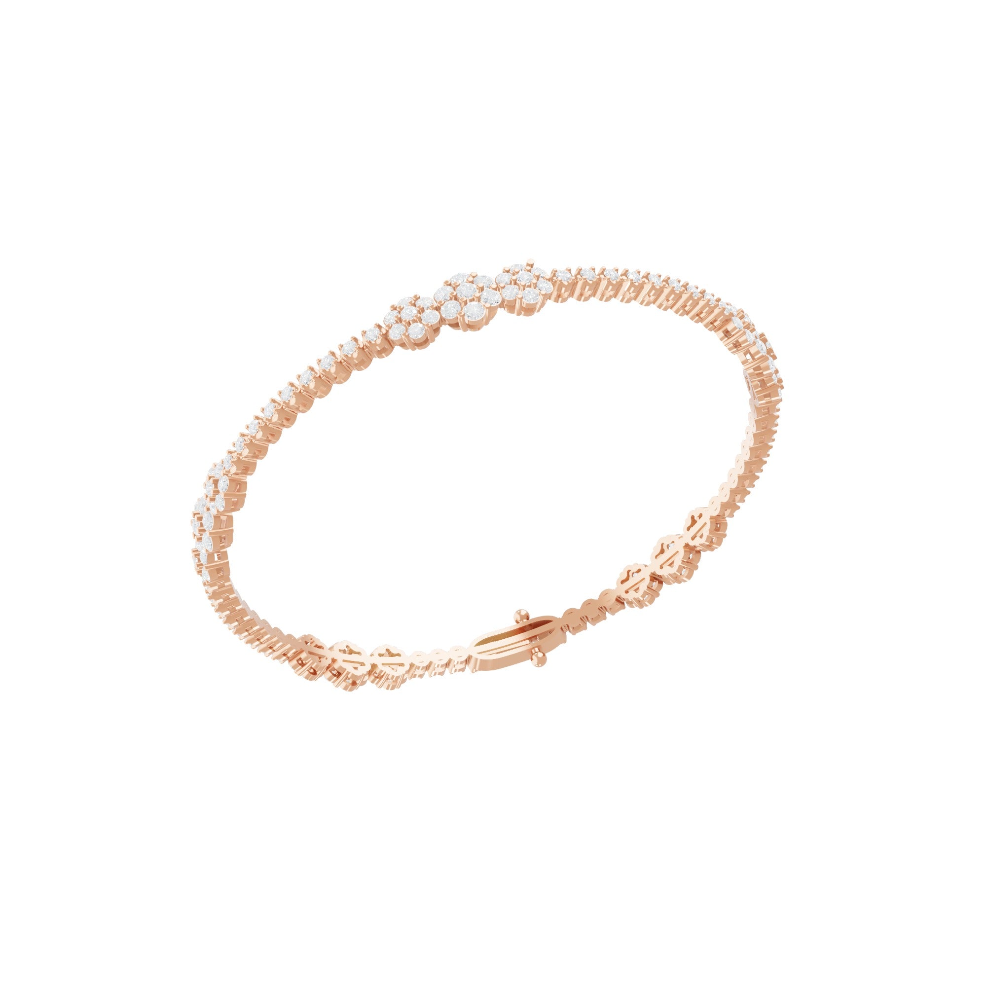 Round Cut Boho Lab Grown Diamond 3.21Ct Bracelet 14K Fine Gold