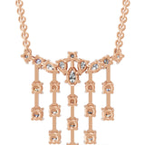 Round Pear Cut Cluster Necklace 14K Gold Lab Grown Diamond 1.76Ct