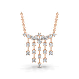 Round Pear Cut Cluster Necklace 14K Gold Lab Grown Diamond 1.76Ct