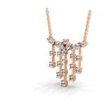 Round Pear Cut Cluster Necklace 14K Gold Lab Grown Diamond 1.76Ct