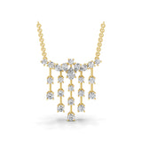 Round Pear Cut Cluster Necklace 14K Gold Lab Grown Diamond 1.76Ct