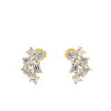 0.77Ct Multi Shaped Lab Grown Diamond Stud Earrings 14K Fine Gold