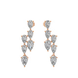 4.00Ct Graduated Pear Cut Lab Grown Diamond Dangle Earrings 14K Fine Gold