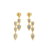 4.00Ct Graduated Pear Cut Lab Grown Diamond Dangle Earrings 14K Fine Gold