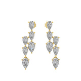 4.00Ct Graduated Pear Cut Lab Grown Diamond Dangle Earrings 14K Fine Gold