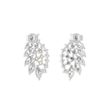 Lab Grown Round Marquise Diamond 14K Gold Petal Style Drop Earrings 2.55Ct