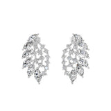 Lab Grown Round Marquise Diamond 14K Gold Petal Style Drop Earrings 2.55Ct