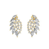 Lab Grown Round Marquise Diamond 14K Gold Petal Style Drop Earrings 2.55Ct