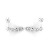 Pear Round Cut 14K Fine Gold Lab Grown Diamond Ear Climber Earring 1.20Ct