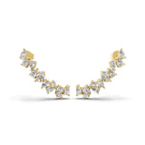 Pear Round Cut 14K Fine Gold Lab Grown Diamond Ear Climber Earring 1.20Ct