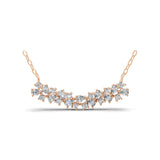 0.89Ct Lab Grown Diamond Pear Round Cut Bar Necklace 14K Fine Gold