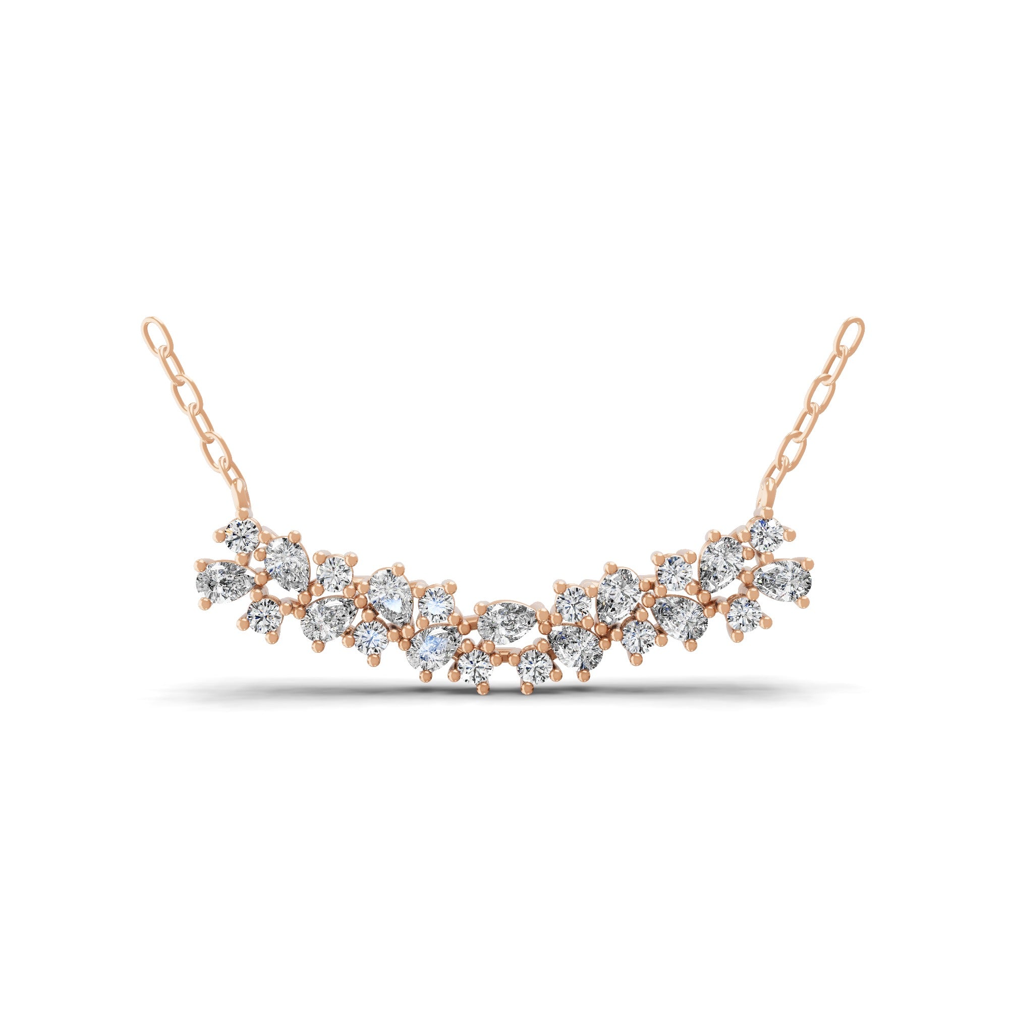 0.89Ct Lab Grown Diamond Pear Round Cut Bar Necklace 14K Fine Gold