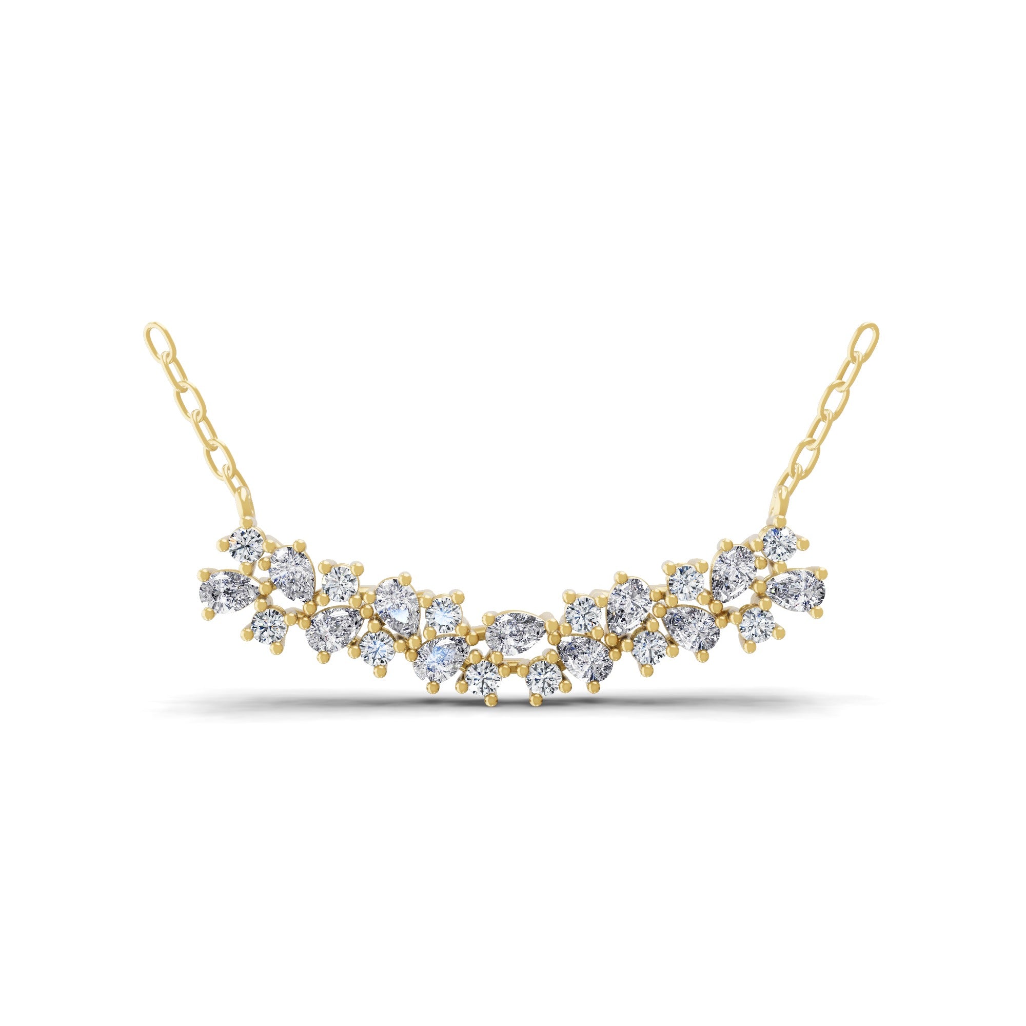 0.89Ct Lab Grown Diamond Pear Round Cut Bar Necklace 14K Fine Gold