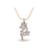 Round Pear 14K Fine Gold 0.92Ct Lab Grown Diamond Floral Cluster Pendant