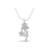 Round Pear 14K Fine Gold 0.92Ct Lab Grown Diamond Floral Cluster Pendant