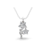 Round Pear 14K Fine Gold 0.92Ct Lab Grown Diamond Floral Cluster Pendant