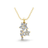 Round Pear 14K Fine Gold 0.92Ct Lab Grown Diamond Floral Cluster Pendant
