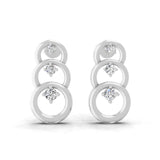 14K Fine Gold Cascading Circles Lab Grown Diamond Earrings 0.24Ct