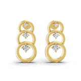 14K Fine Gold Cascading Circles Lab Grown Diamond Earrings 0.24Ct