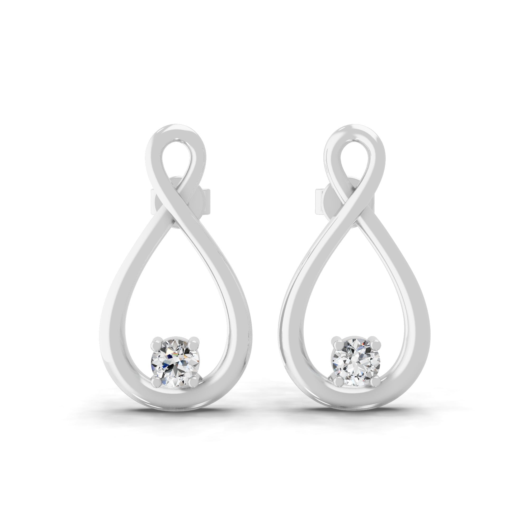Infinity Loop Solitaire Studs Lab Grown Diamond 0.20Ct 14K Fine Gold