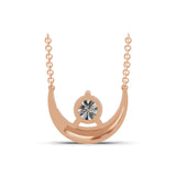 0.60Ct Lab Grown Round Cut Diamond Crescent Moon Solitaire Pendant 14K Fine Gold