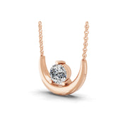 0.60Ct Lab Grown Round Cut Diamond Crescent Moon Solitaire Pendant 14K Fine Gold