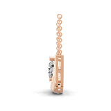 0.60Ct Lab Grown Round Cut Diamond Crescent Moon Solitaire Pendant 14K Fine Gold